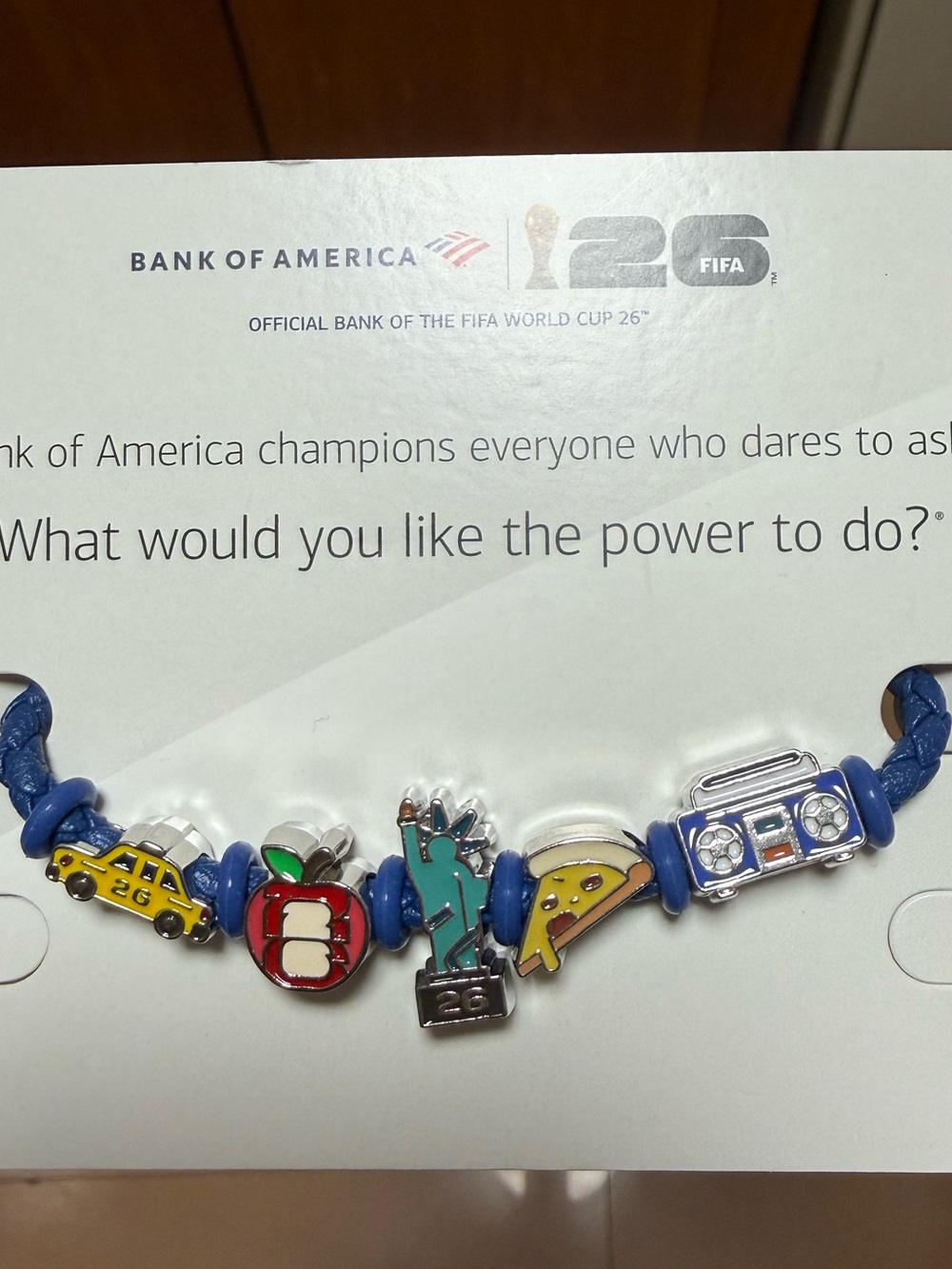 2026 FIFA World Cup New York City Charm Bracelet Fan Band Bank of America NYC